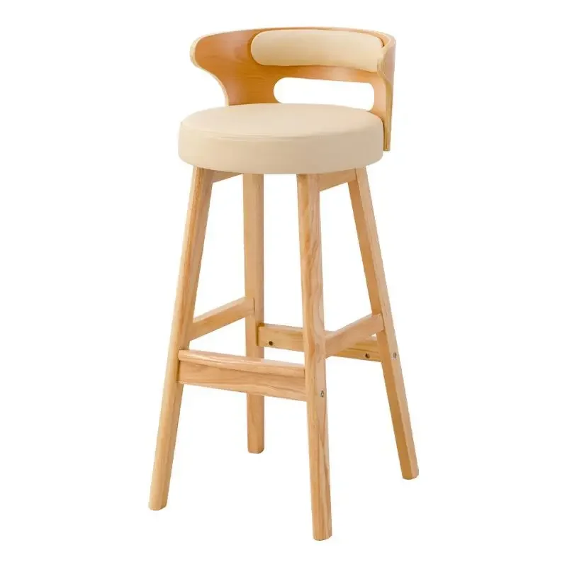 

Chair bar stool Coffee shop front desk bar chair Solid wood square stool household high stool vintage