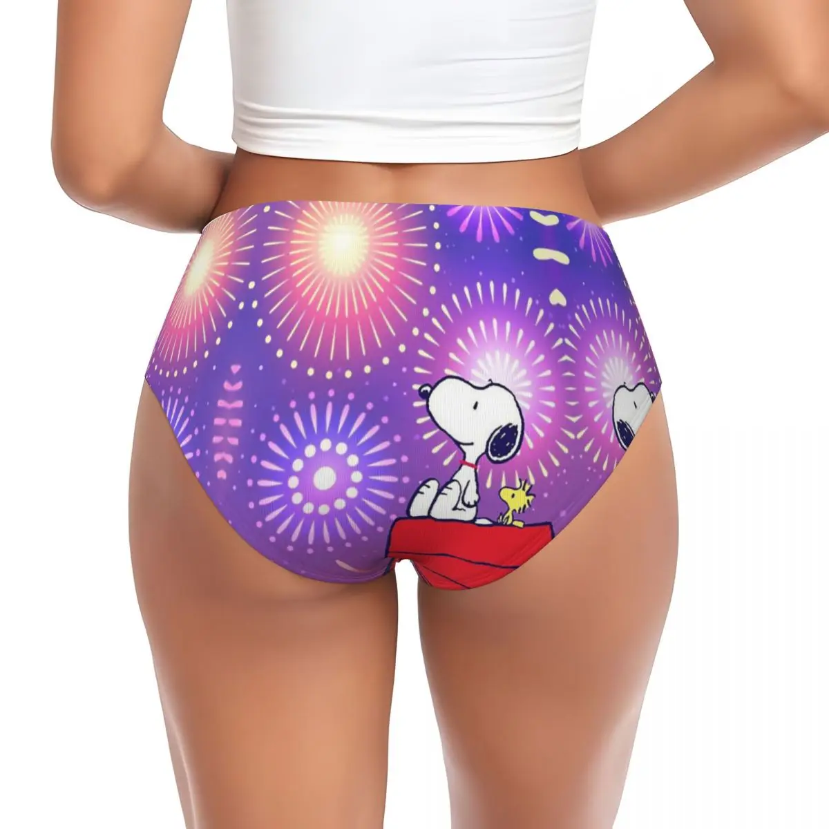 Custom Snoopy Woodstock Brief Panties Women's Stretch Underwear