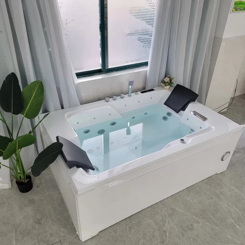 1.8m Luxury Acrylic Spa Whirlpool Massage Bathtub Jet Rectangular Hot Tub for 2 Person Soaking