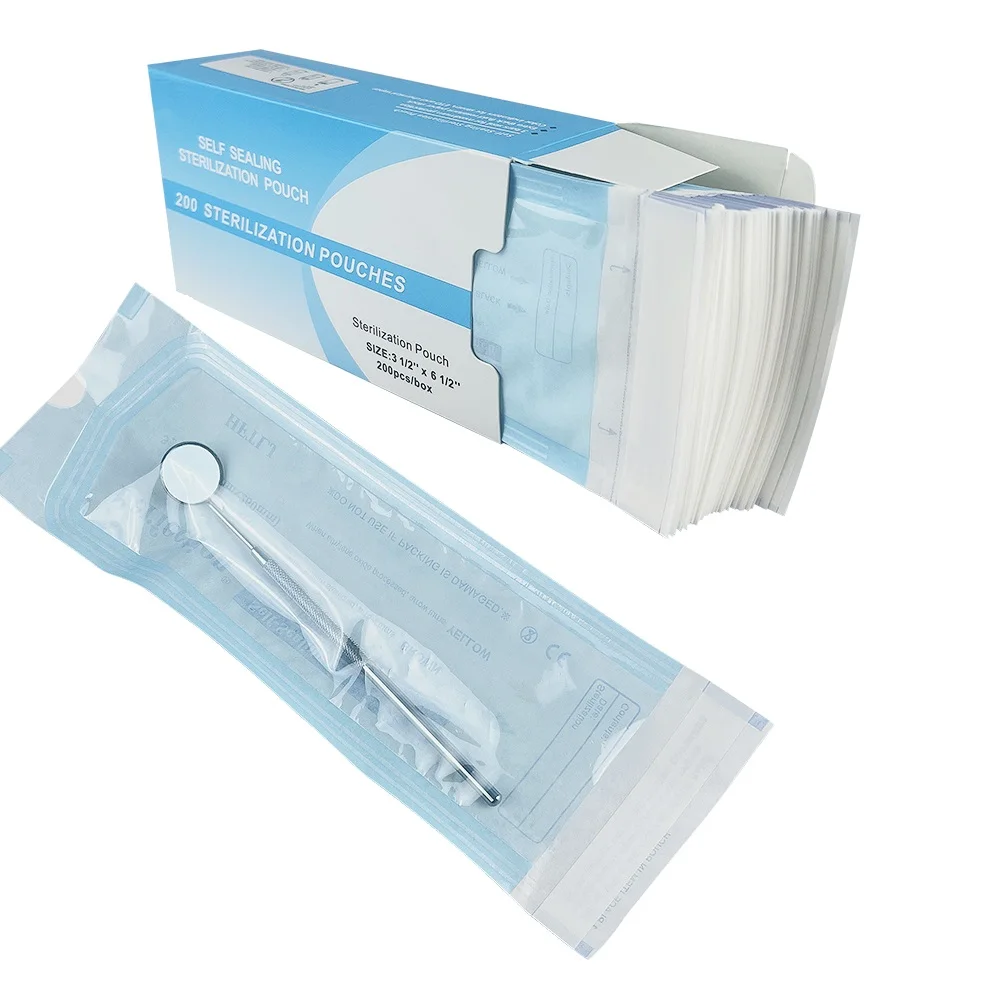 200pcs/box Self Sealing Sterilization Pouch Bags 5 Sizes Medical-Grade Disposable For Dental Medical Instrument Tattoo Nail Tool