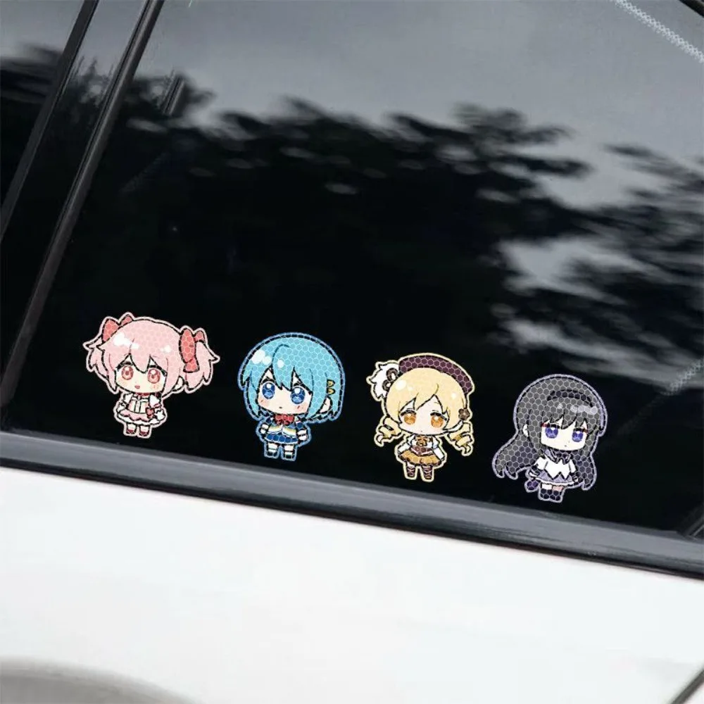 Madoka Magica Reflective Car Sticker Cute Q Version Decal Electric Scooter Safety Warning Decor Gift view 2