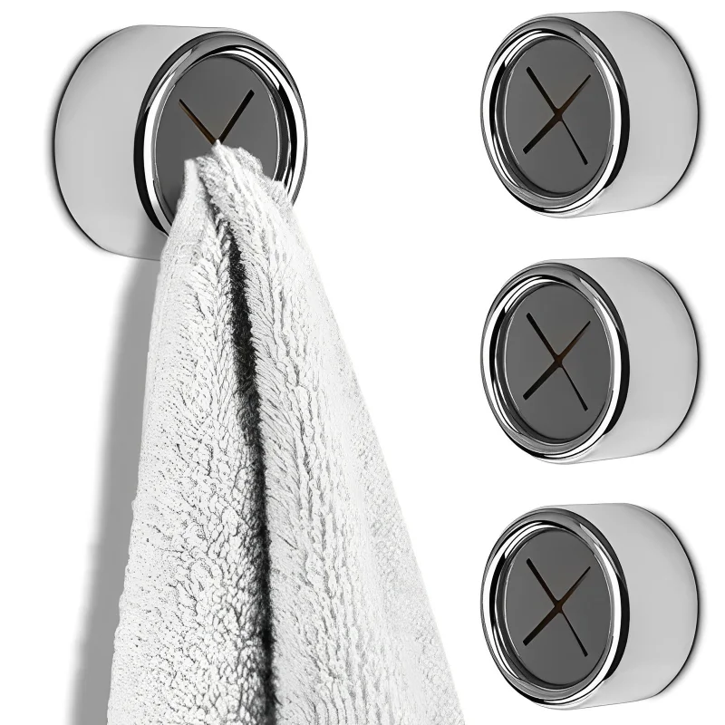 Towel Storage Racks Self Adhesive Towel Holder Hook Round Wall Mount Towel Holder Bathroom Kitchen Dishcloth Organizer Racks