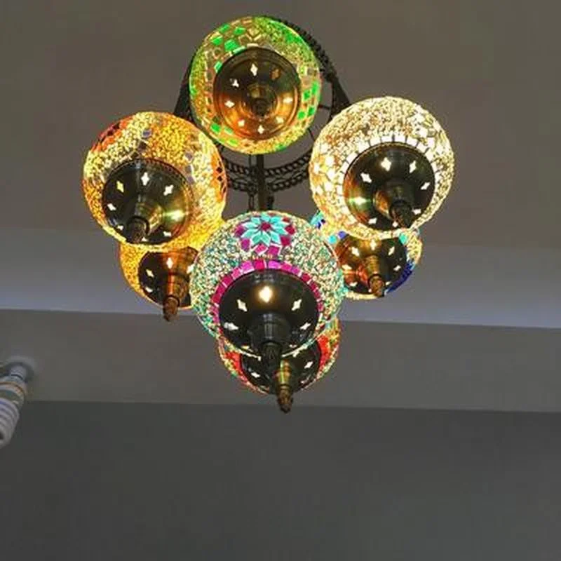 moroccan pendant light handmade mosaic stained glass Corridor Stairwell cafe restaurant hanging light lamp