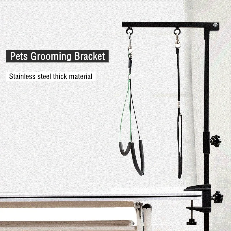 Pets Grooming Foldable Bracket with Sling Adjustable Steel Suspender Grooming Table Arm Support Dog Cat Holder for Bath Desk