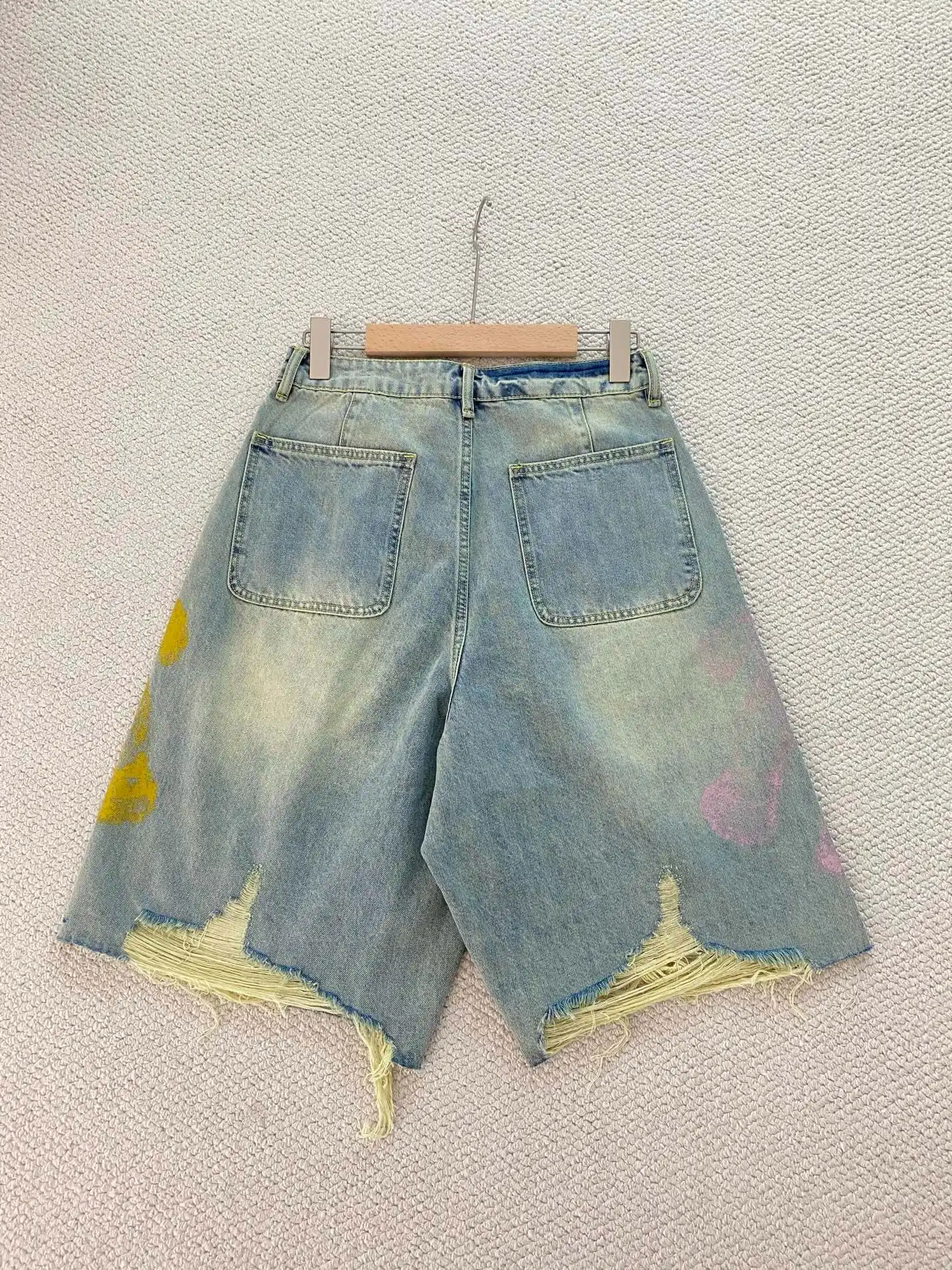 2026 summer new teddy bear printed denim shorts