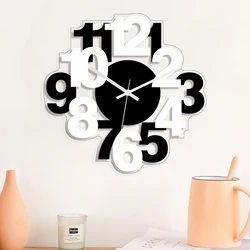 Arabic numerals black and white splicing clock modern and simple digital wall clock home decoration silent wall clock