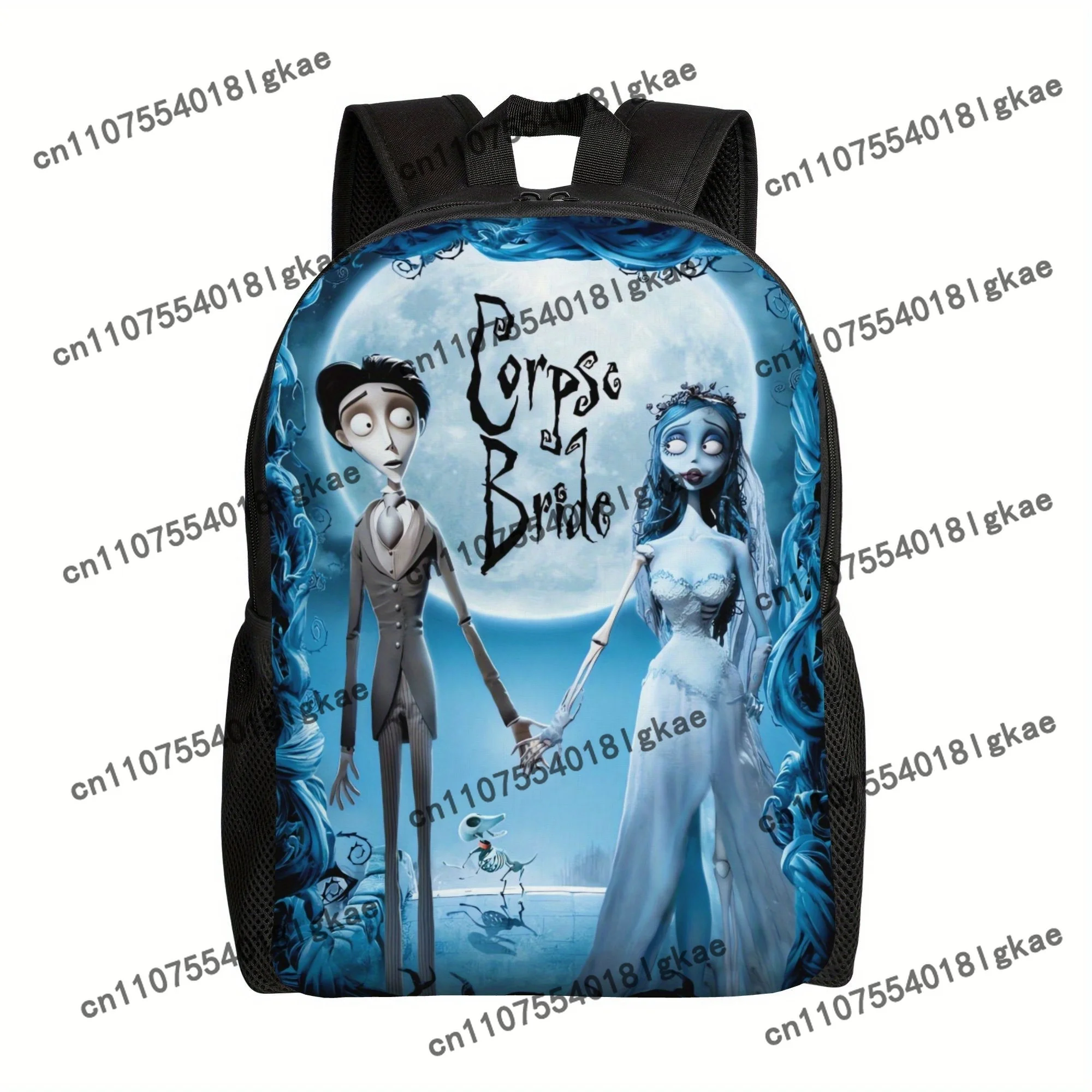 Corpse Bride Backpack - Gothic Blue & White Design with Moonlit Scene, Perfect for Everyday Use, Casual Style, and Stylish Outfi