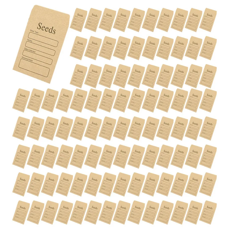 GW-200 Uds. Sobres de semillas 3,54X2,36 pulgadas paquetes de semillas de papel Kraft marrón sobres paquetes de semillas autosellantes resellables