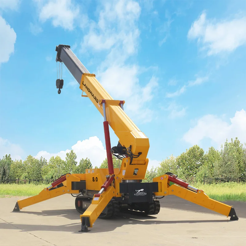 High Quality Construction Small Crane 1200kg Folding Telescopic Boom Diesel Spider Crane Factory Hydraulic Mini Crane Customized