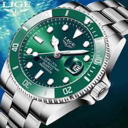 LIGE Top Brand Fashion Waterproof Watches for Man Sport Military Full Steel Wrist Watch Luxury Big Men Watch Relogios Masculino