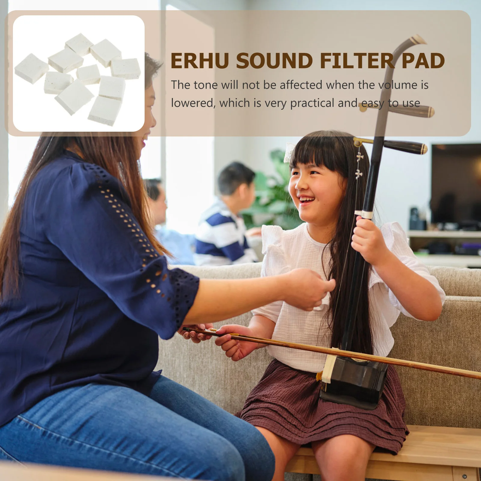 

10 Pcs Erhu Sponge Pad Mommy Pads Soft High-density Dual-sided Sound Filter Noise Reduction