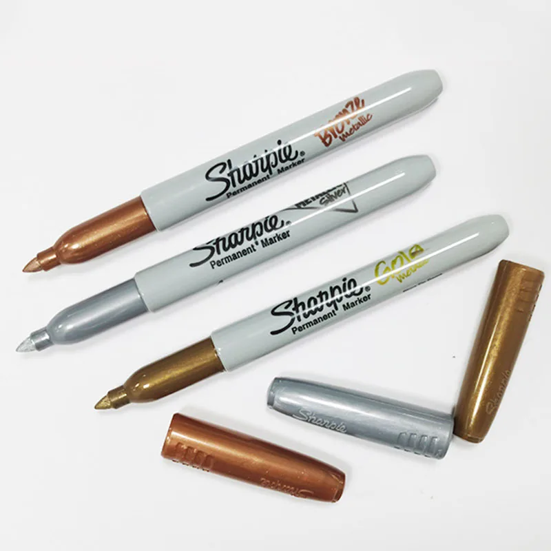 New Gold Silver Markers Pen Sharpie Metallic Waterproof Permanent Craftwork per legno Plastic Metal Glas Paint Writing Stationery