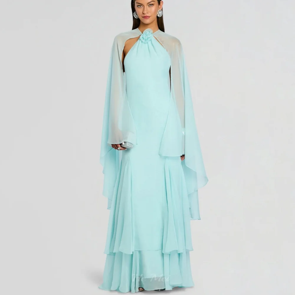 

Customized Party Gowns Halter Chiffon Sleeveless Prom Dress Mermaid Beach Simple Evening Dress فساتين سهرة