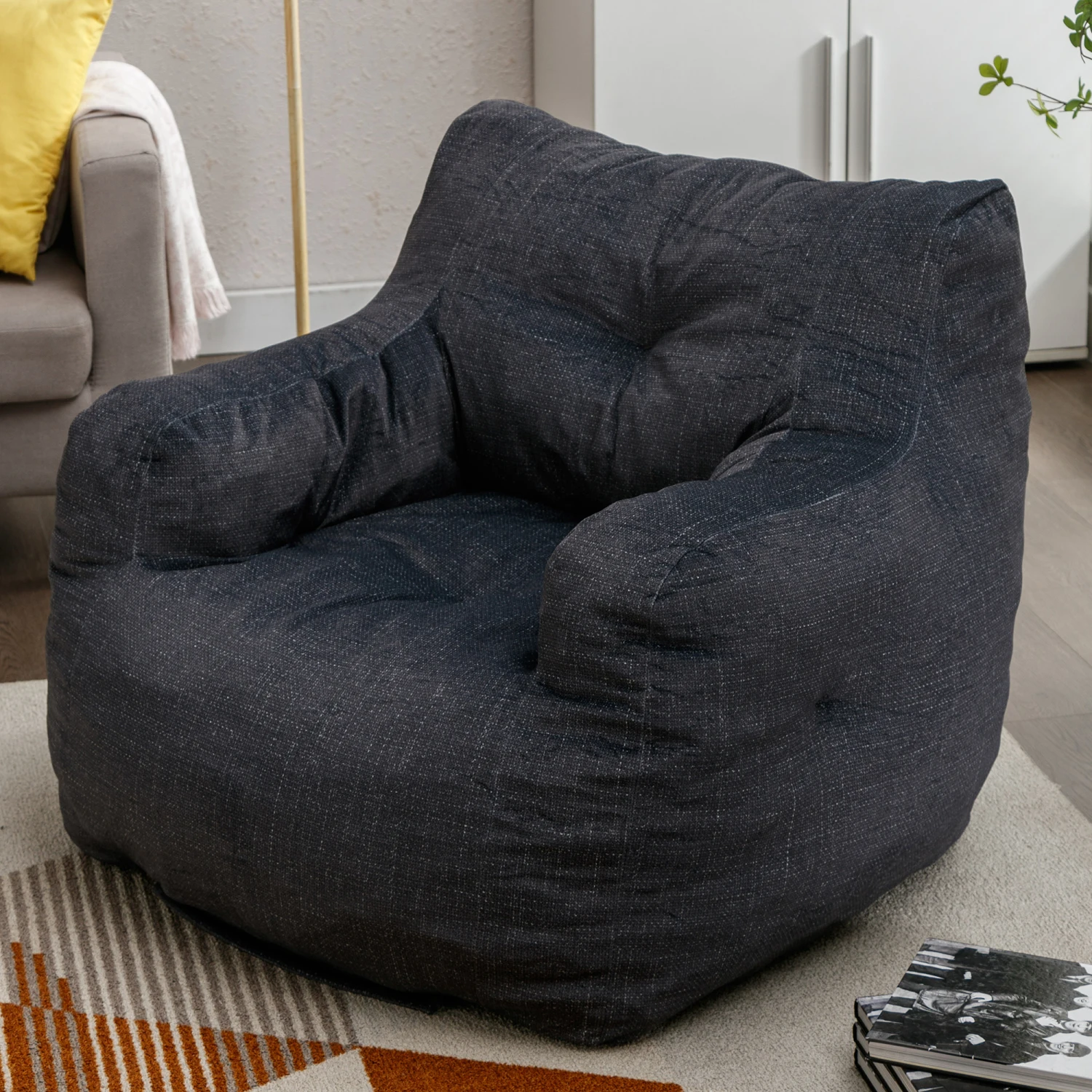 

Soft Velvet Memory Sponge Bean Bag Chair, Dark Gray