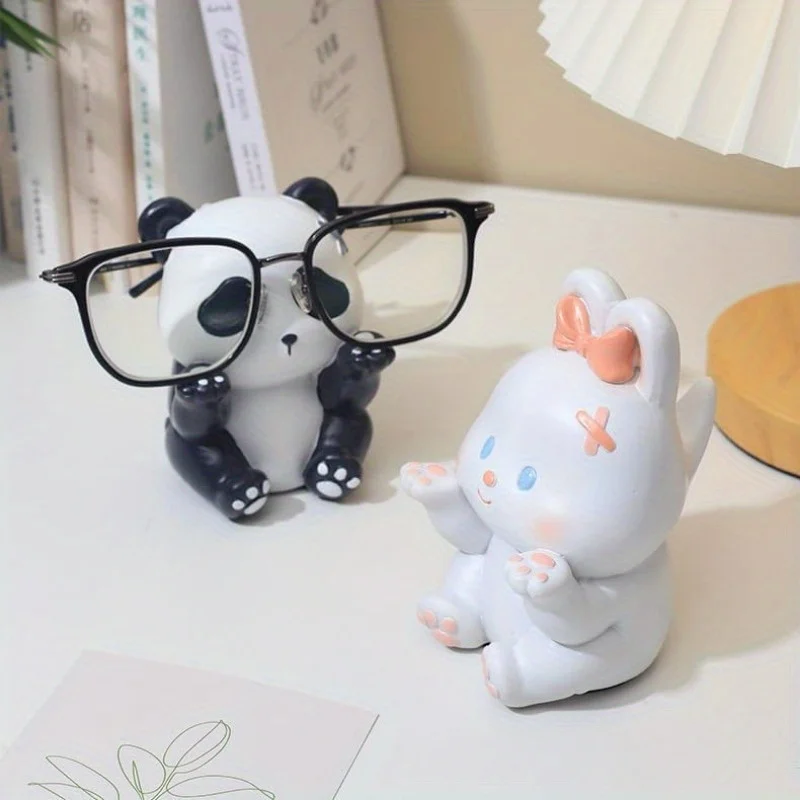 1Pc Cute Panda Glasses Display Stand for Nightstand Funny Animal Decorative Eyeglass Sunglass Holder Home Office Desk Decoration