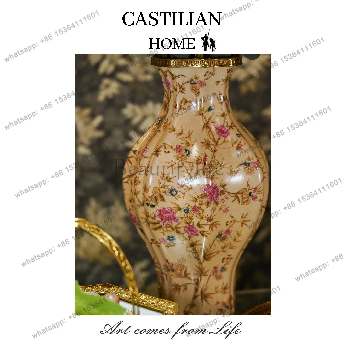 HOT French light luxury high-end ceramic vase high-end flower arrangement art decorative ornament C5951