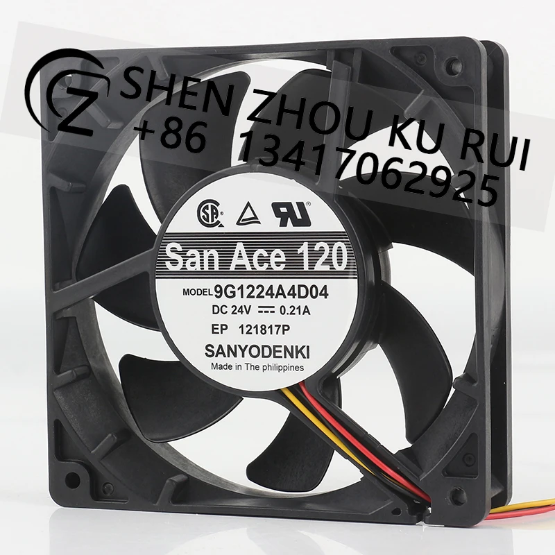 Sanyo 5.04W speed measurement 12CM 120X120X25MM 3-wire inverter Axial flow cooling fan 9G1224A4D04 12025 DC24V 0.21A