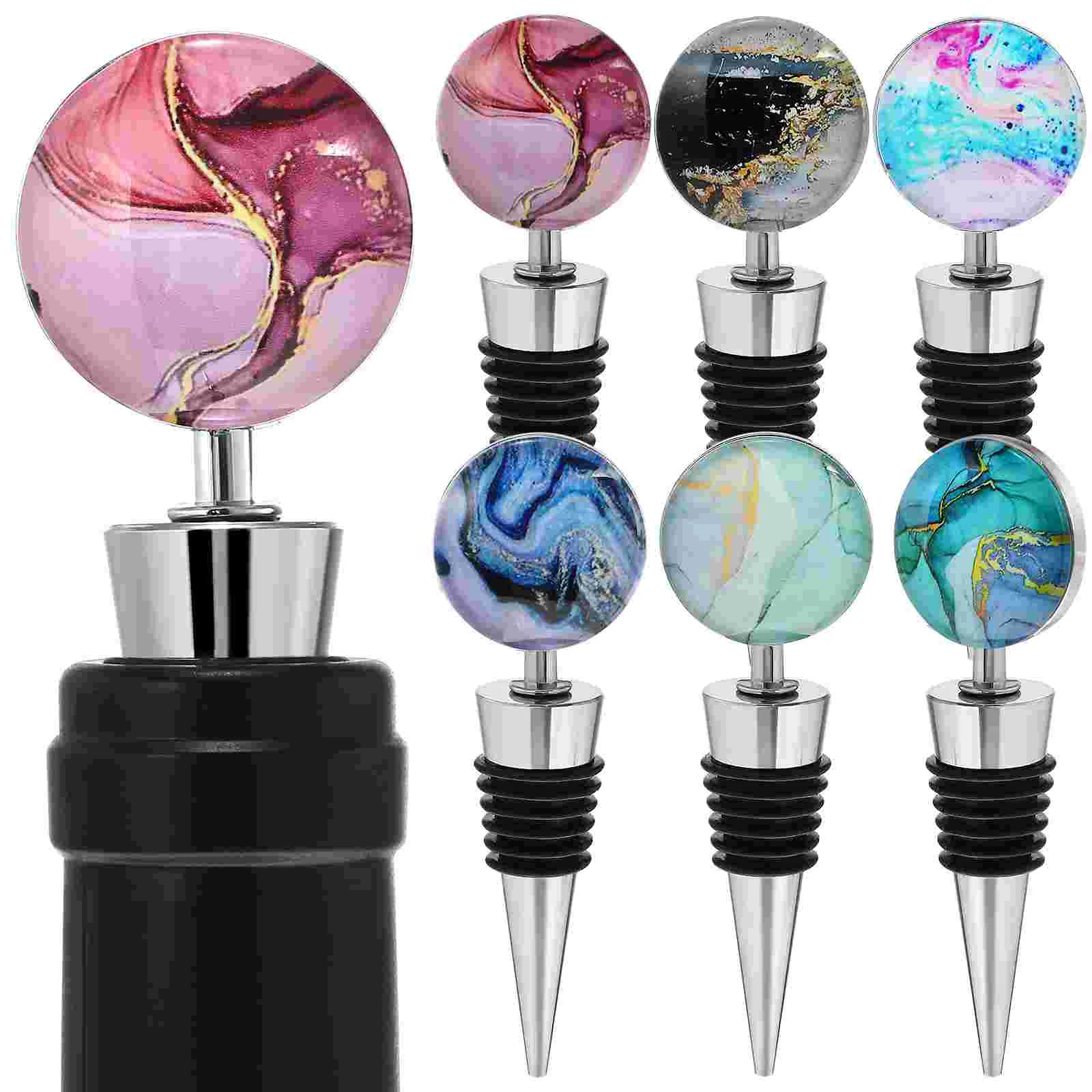 

6 Pcs Bottles Seal Tool Alloy Stopper Marble Corks Stoppers Sealing Plug Zinc Beverage