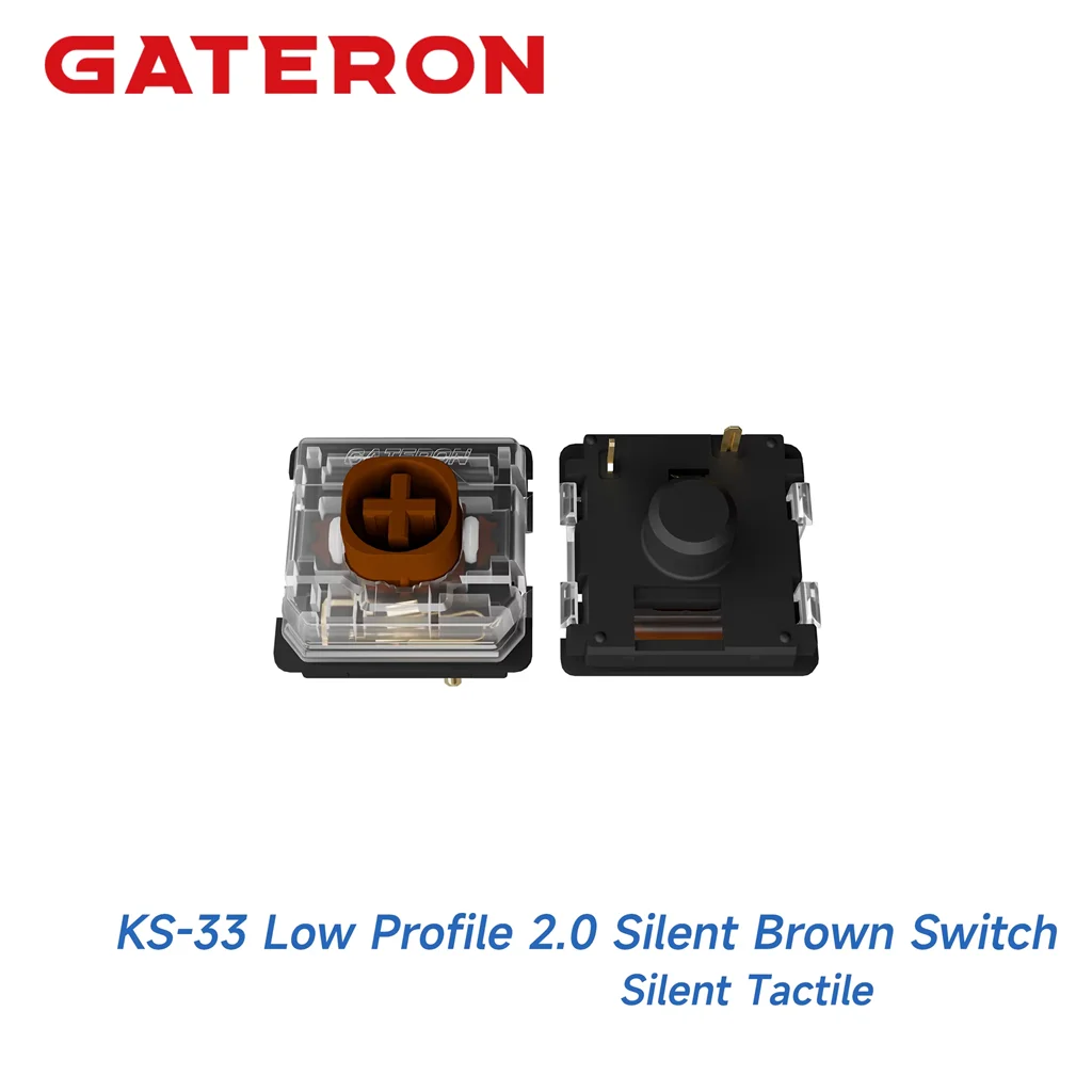Interrupteurs mécaniques GATERON KS-33 Low Profile 2.0 silencieux blancs, noirs, bruns, rouges, 3 broches, ultra-fins, pré-lubrifiés, linéaires et tactiles