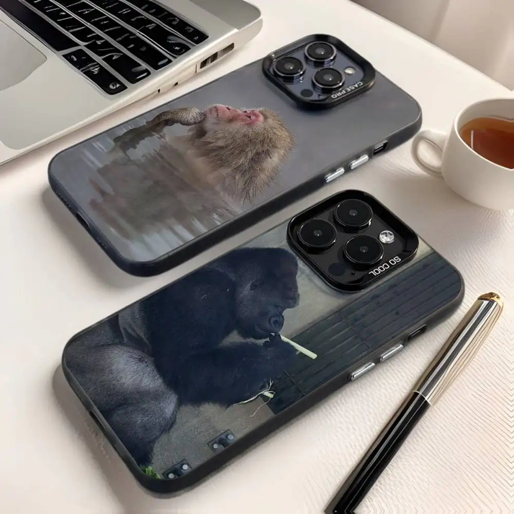 

Cute Funny Monkey Phone Case For iPhone 16,15,14,13,12,11,8,7,Pro,Max,Plus,Mini,XS,SE Anti Fall Black Matte Hard