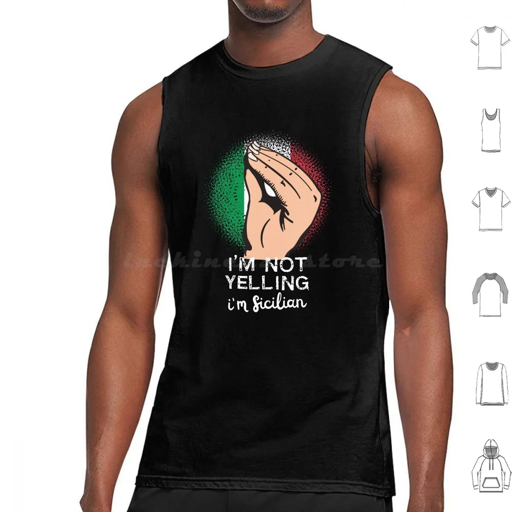 Sicilian Yelling Funny Saying Art Tank Tops Print Cotton Sicilian Chooch Italian Italian American Italian Culture Italian