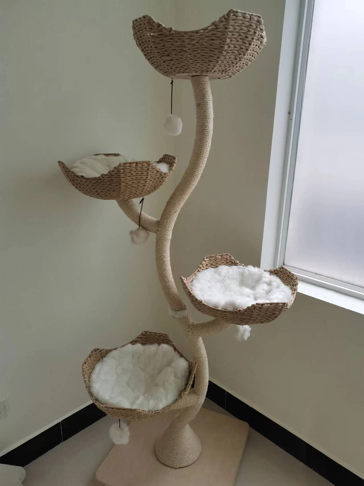 Large Modern Wooden Luxury Cat Tower Tree Multi-level Cat Condo Climbing  Tower with Hammock - AliExpress 15