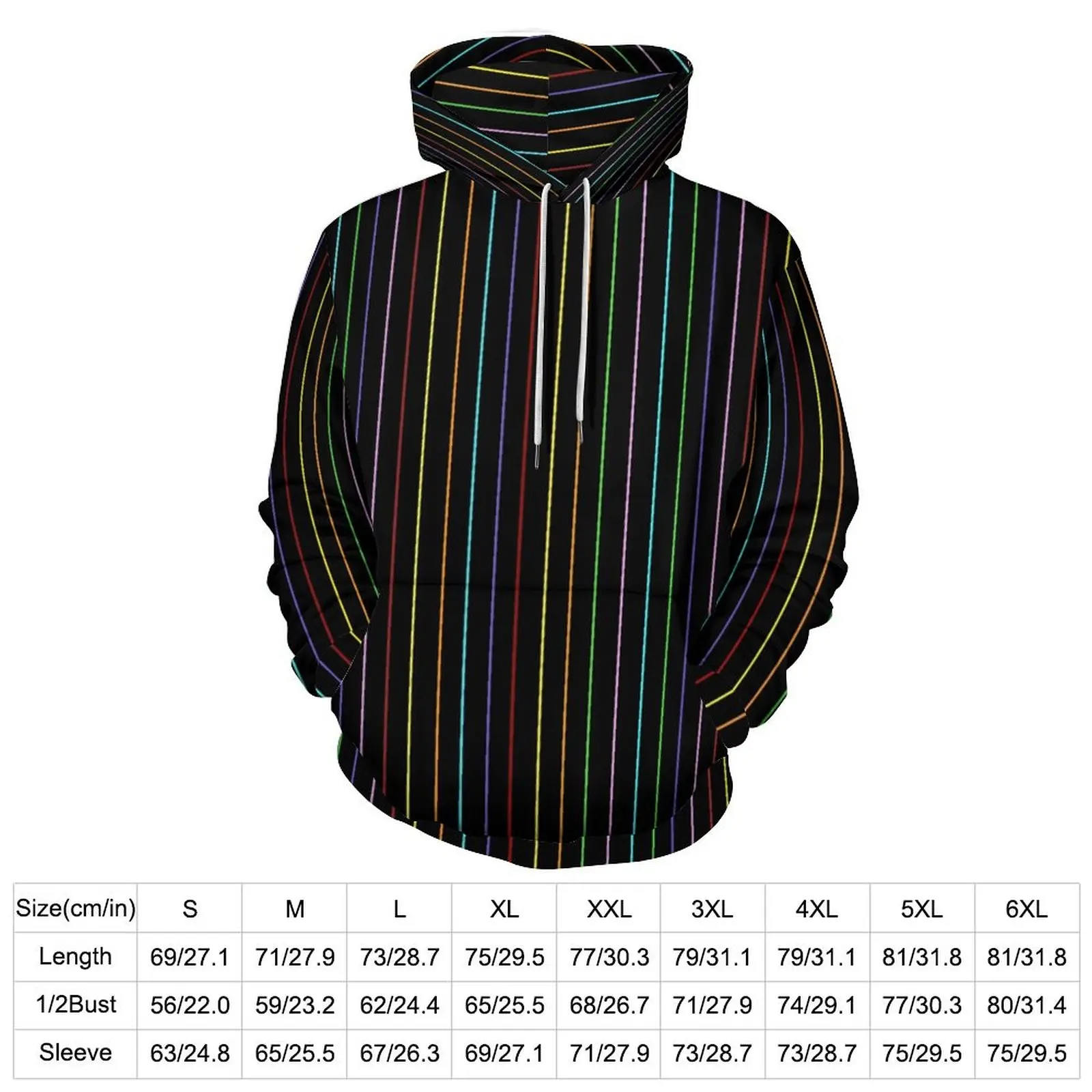 Rainbow Striped Hoodies Long Sleeve Colorful Lines Trendy Casual Hoodie Autumn Street Wear Oversized Loose Hooded Sweatshirts