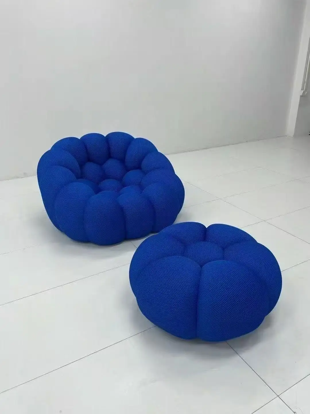 Modern Art French Sofa in Cream Italian Fabric with Curved Modular Design Compressible Lazy Living Room Sofas