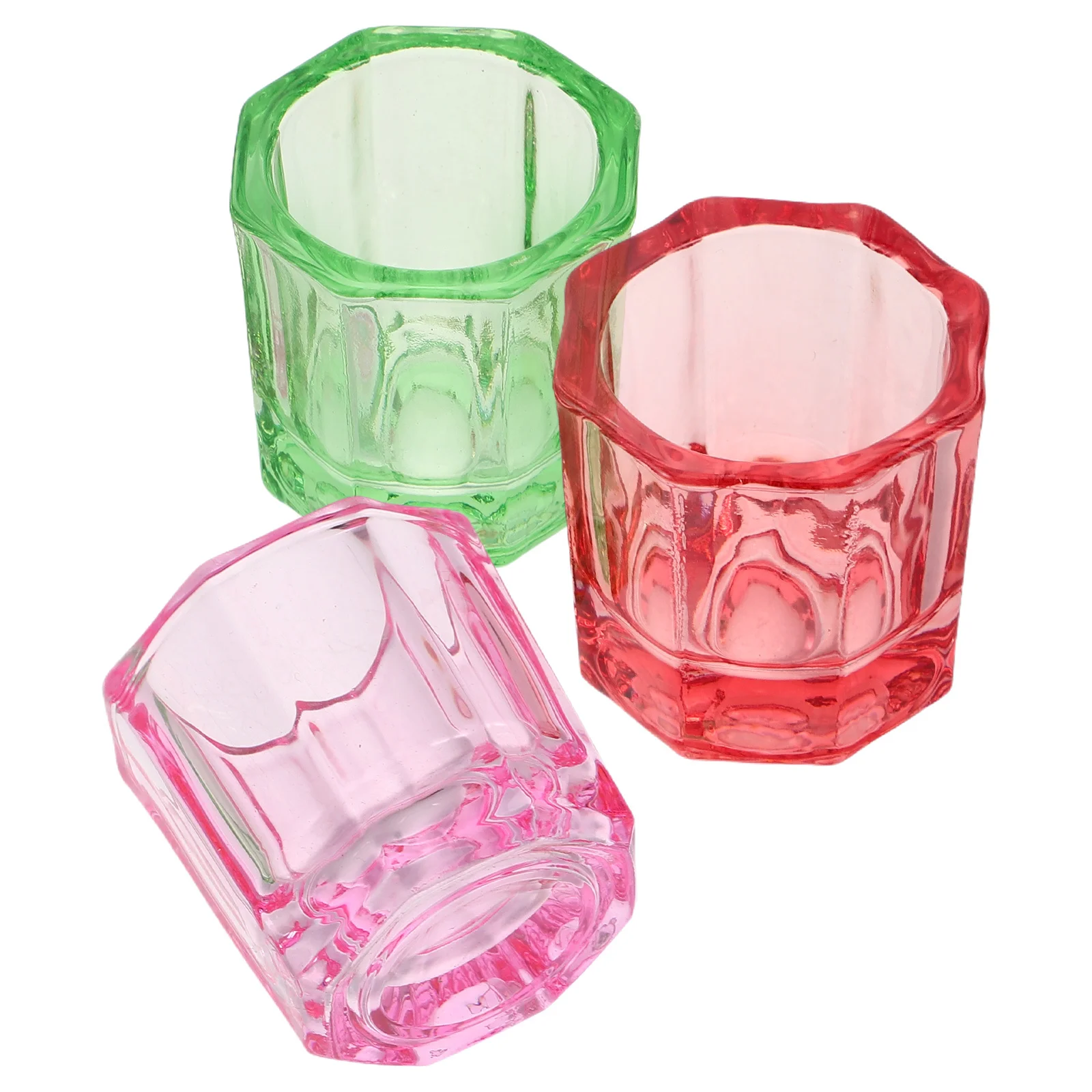 

3Pcs Octagonal Glass Nail Monomer Liquid Bowls Crystal Clear Dappen Dish Powder Holder Mixing Cups for Nail Salon and DIY Use