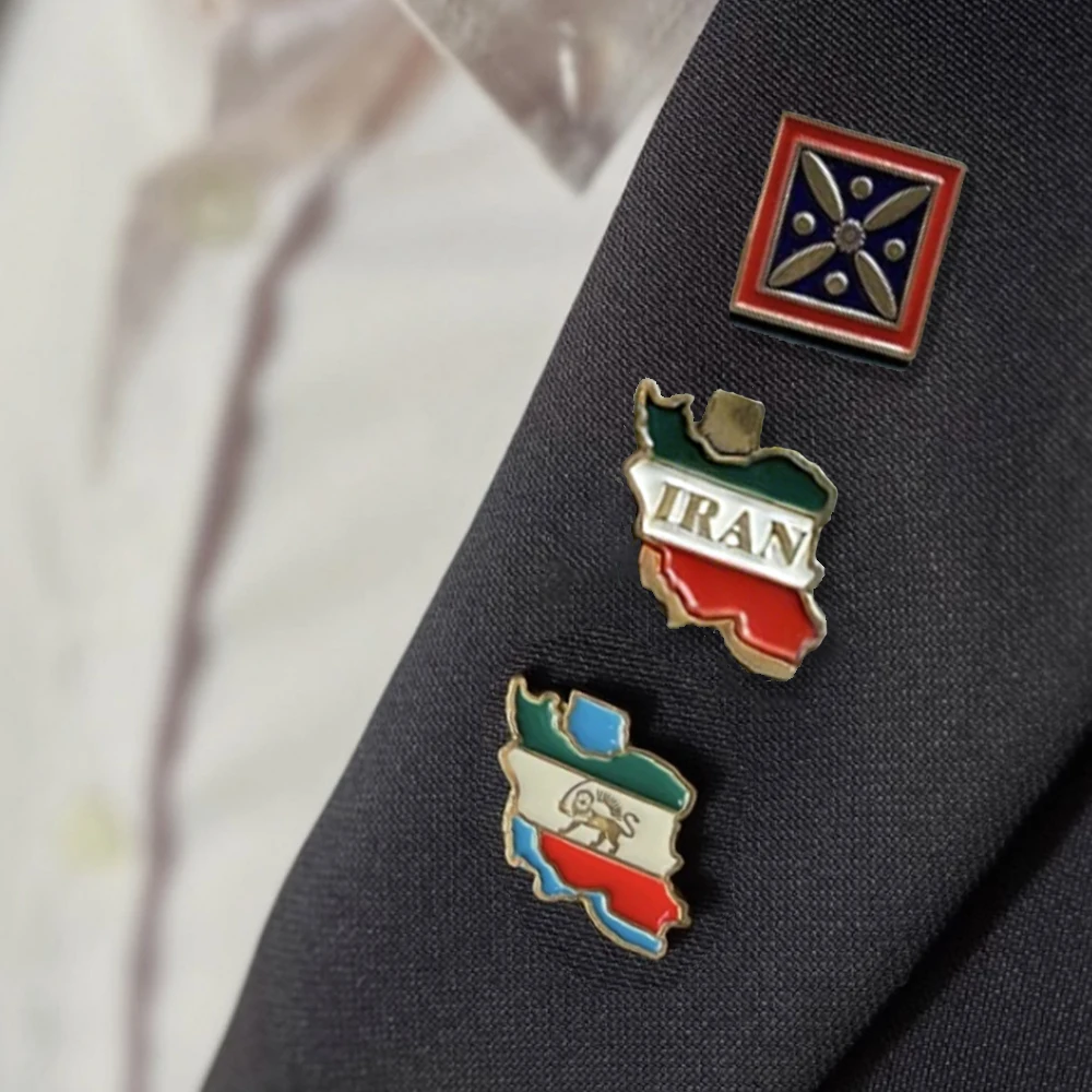 

Iran Brooch Derafsh Kaviani Enamel Lapel Pin Stainless Steel Iranian Lion Sun and Crown Brooch Jewelry