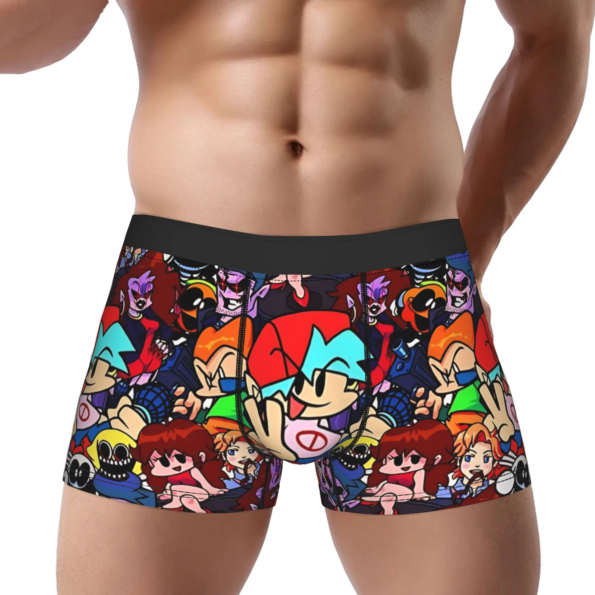 Friday Night Funkin Main Characters  FNF Underpants Breathbale Panties Men's Underwear Print Shorts Boxer Briefs