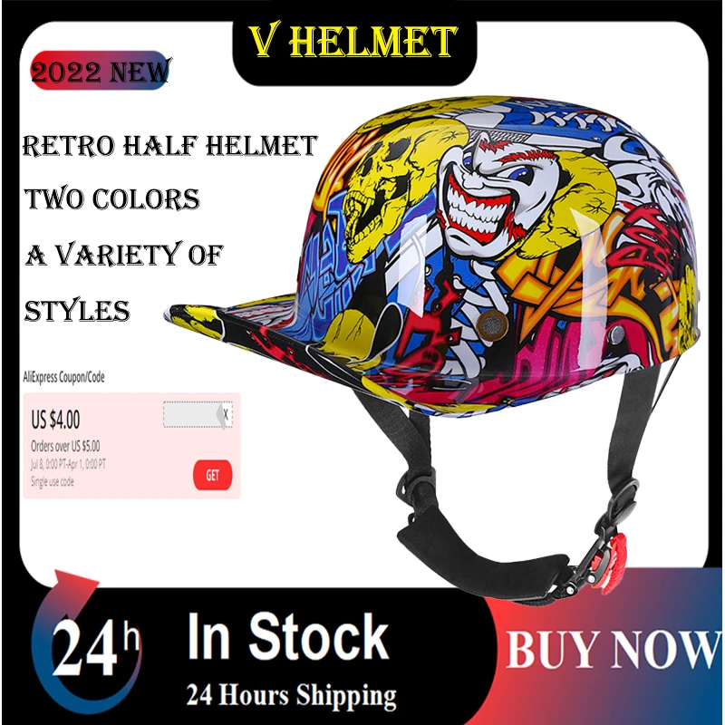 Electric Scooter Motocycle Helmet Personality Retro Baseball Cap for Harley Duck Tongue Bucktail Scoop Fashion Half Helmet