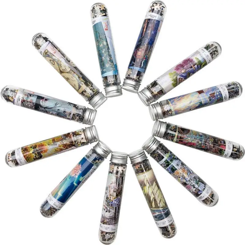 150PCS Mini Test Tube Jigsaw Puzzle for Adult Kids Decompression Toys Game Family Educational Toys Montessori Toys 3 Years Old