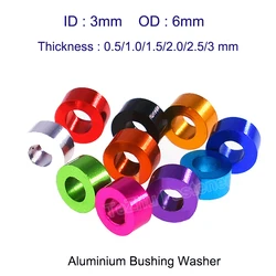 10Pcs M3 Aluminum Anodized Washer Bearing Bushing Flat Gaskets Round Hollow No Thread Standoff Spacer Fastener Thickness 0.5-3mm