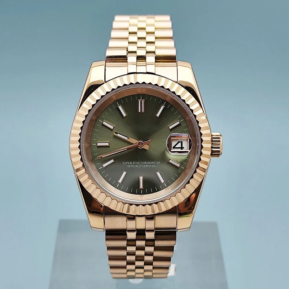 New NH35 Watch Men's Watch Automatic Mechanical Watch Stainless Steel Watch Rose Gold Watch Sapphire Glass NH35 Movement Watch