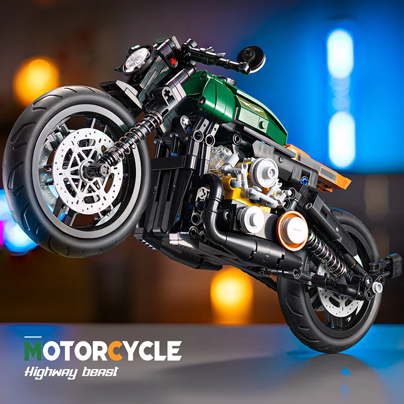 1:8 blocs de construction rétro moto ensembles ville café Racer moto blocs techniques jouets Festival cadeaux pour enfants garçons adultes