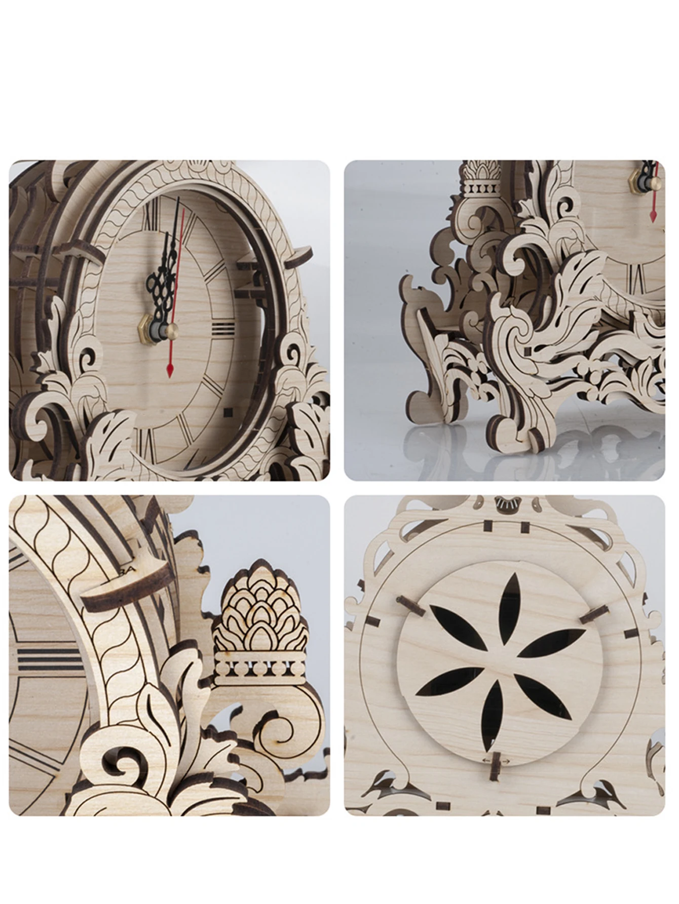 3D Wooden Puzzle Clock Model Building Kits Desktop Clock DIY Architectural Building Blocks Creative Gift Home Decor for Family