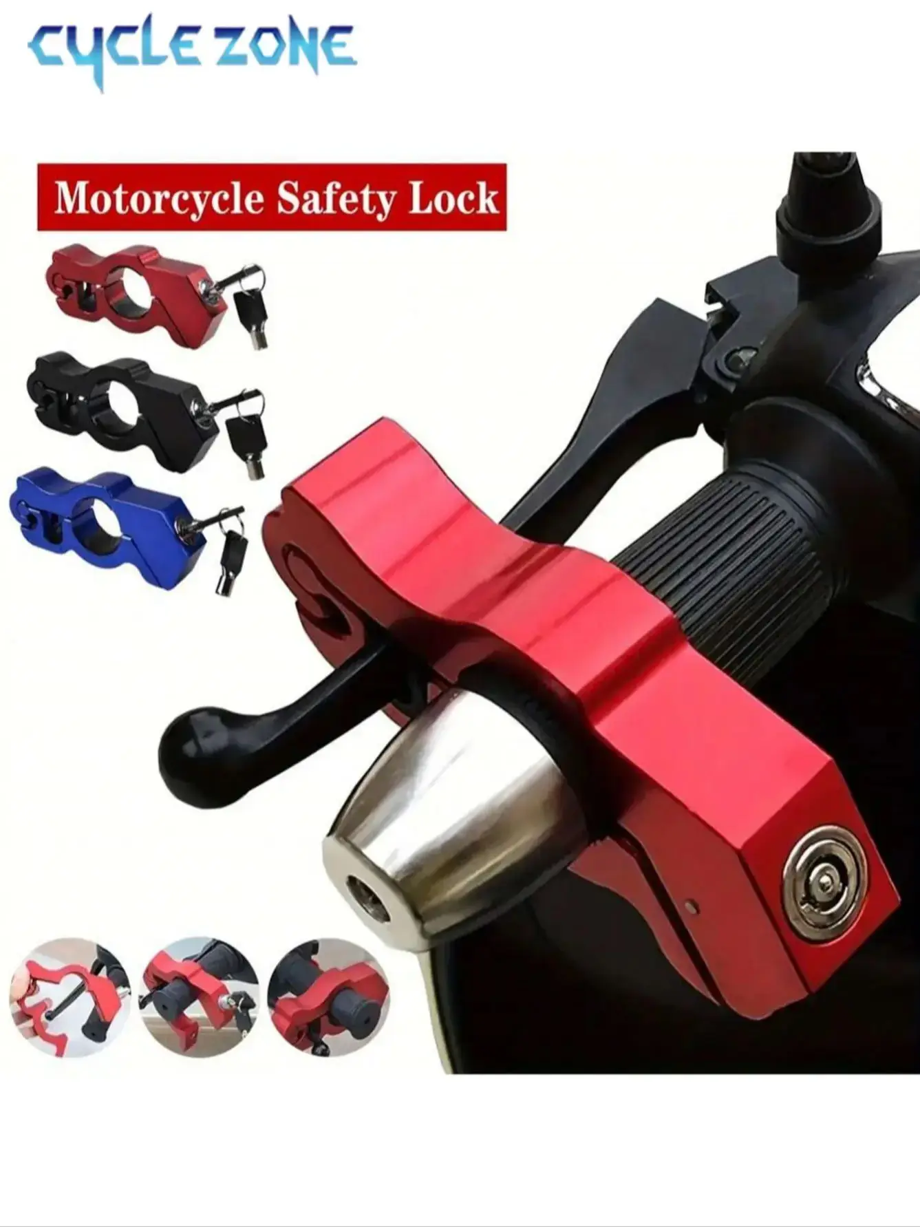 AliExpress cycle zone Bicycle Handlebar Lock Anti-theft Lock Motorcycle Electric Vehicle with 2 Keys Cycling Aluminum Alloy Lock Solid Steal Locks