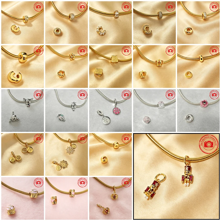 Hot Sale Pink Birthday Cake Sparkling Firework Graduation Cap Pink Cupcake Charms Beads Fit Original Bracelets DIY Jewelry Gifts