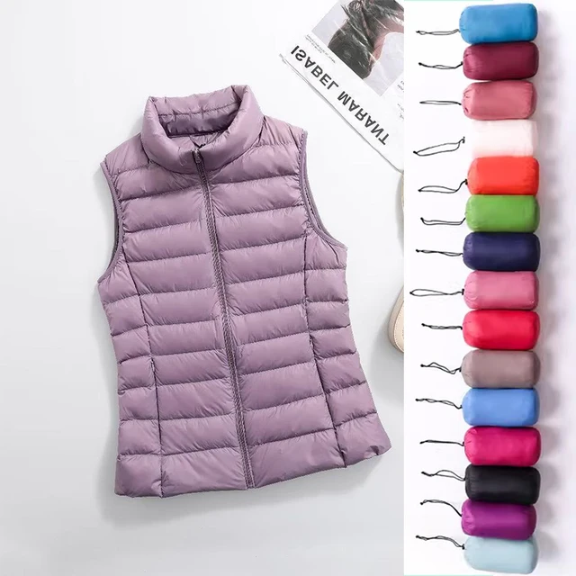 Plus Size 3xl 4xl Damskie kurtki puchowe bez rękawów Slim Fit 2024 Nowy jesienno-zimowy damski ultralekki płaszcz z kamizelką do pakowania
