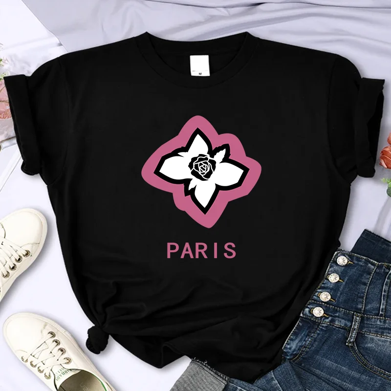 Luxury Brand Paris For Women's High-Quality Summer Printing T-shirt 100% Cotton Casual Oversized Y2k Personality Sleeve O-neck