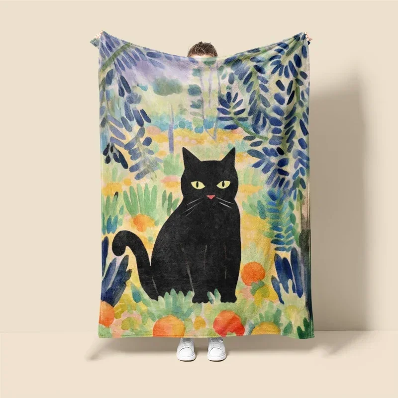 Home decoration plush Throw Sofa blanket Anime animals Bedspread on the bed fluffy soft blankets decor Plaid Modern cat black