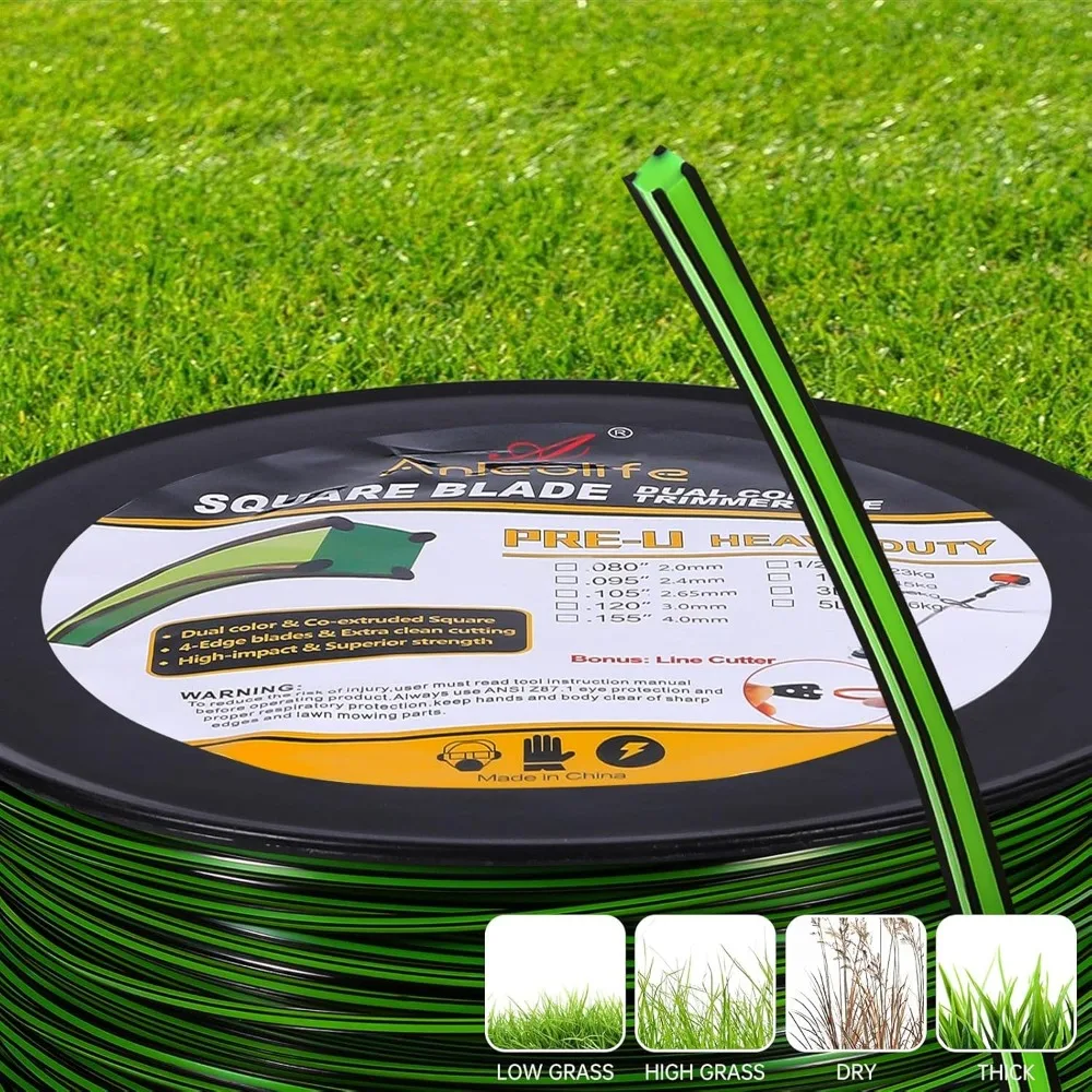 

5-Pound Commercial Square .120-Inch-by-771-ft Trimmer Line Spool,Pre-U Co-Extruded Multi-Blade Weed Eater String, Green
