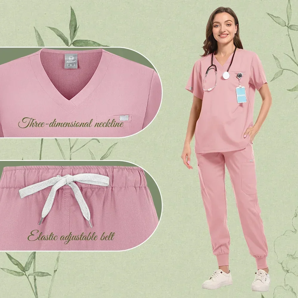 Nurse uniform V-neck dentist scrubbing set Operating room clothes Doctor's surgical overalls Veterinary beauty salon accessories