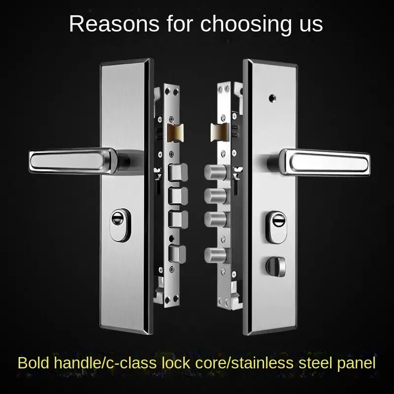 

Locks Universal Entrance Security door lock Stainless steel shinny Multifunction Anti-theft door handle lock Mechanical lock