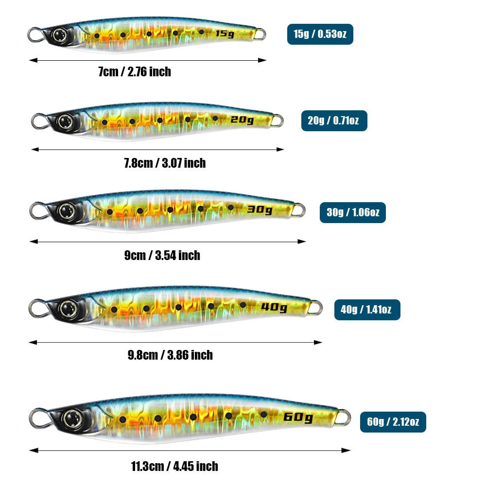 JIGGING PRO Jugulo Metal Jig Lure 15g 20g 30g 40g 60g Jigging Lure Shore Casting Saltwater Fishing Tackle