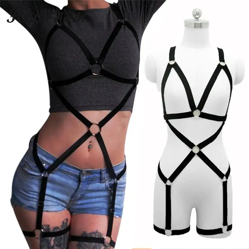 1pc Adjustable Size Harness Lingerie Clothing Harness Bondage Belt Black Whole Body New Women Body Harness Bra Cage Top Lingerie