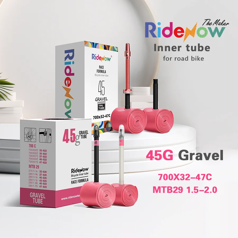 RideNow 700x32-47c الحصى دراجة 45 جرام بولي TPU الأنبوب الداخلي MTB29 البلاستيك/سبائك صمام الجذعية 2 قطعة مجموعة