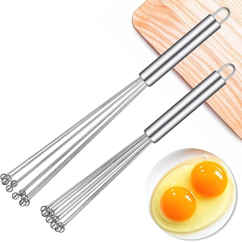 1PC Stainless Steel Ball Whisk Set Kitchen Whisk Wire Egg Whisk for Cooking Blending Whisking Beating Stirring Egg Baking Tool