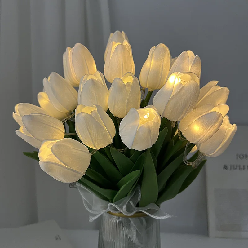 LED Tulip Flower Lamp Luminous Tulips Artificial Flower Lights Bouquet Gifts For Wedding Party Home Room Photo Props Decorations